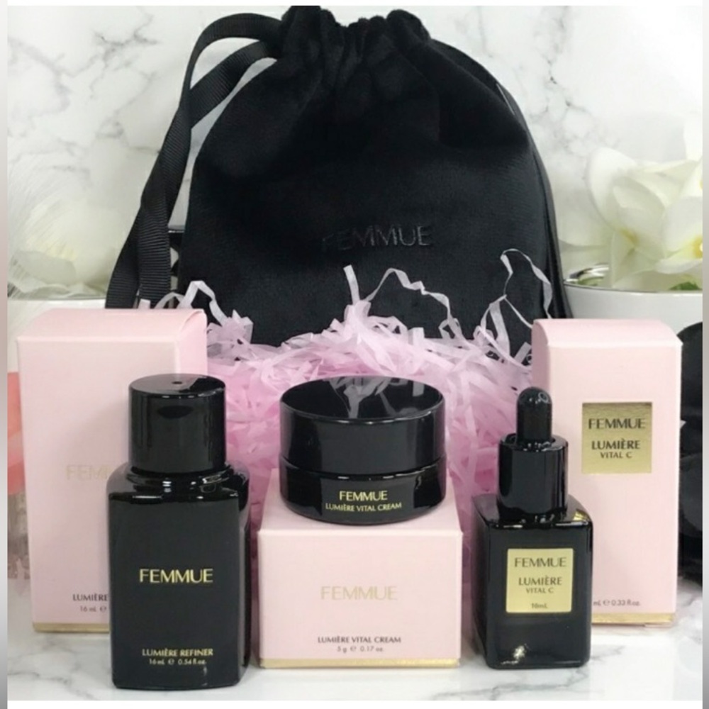 Femmue Lumiere Mini Kit 3 pc + Bag Vital C Vital Cream Refiner K Beauty *BNIB